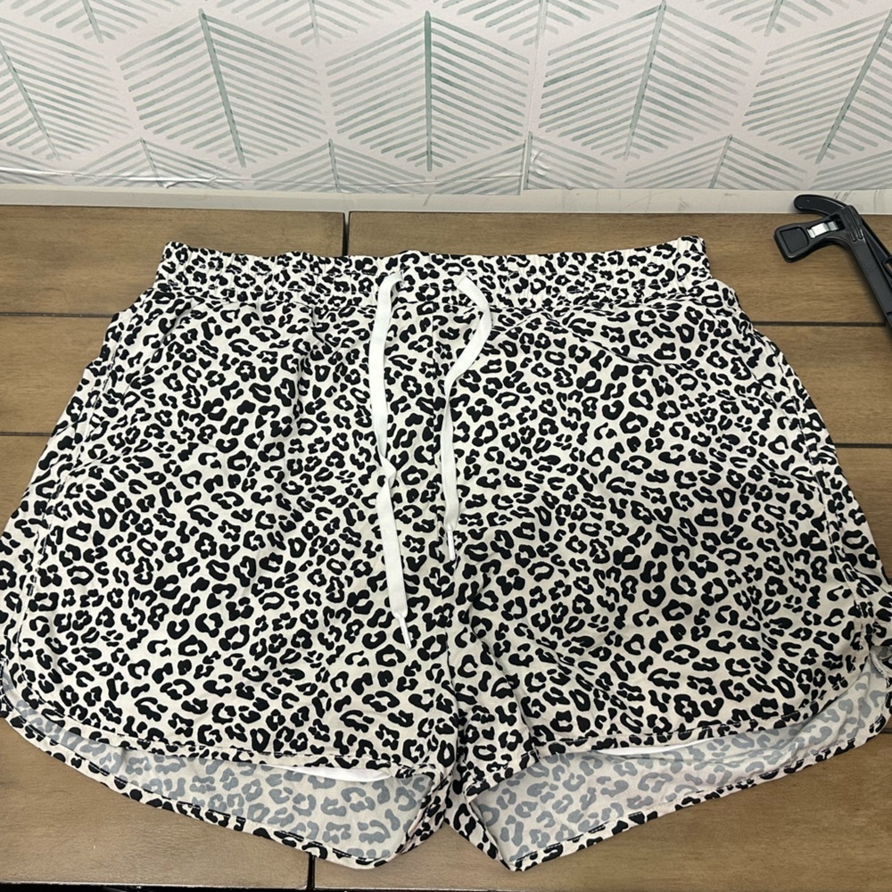 BuffBunny Black and White Leopard Athletic Shorts
